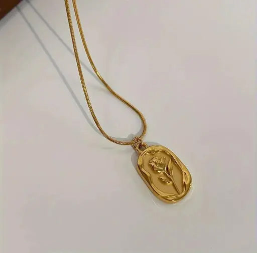 Gold Rose Pendant Necklace