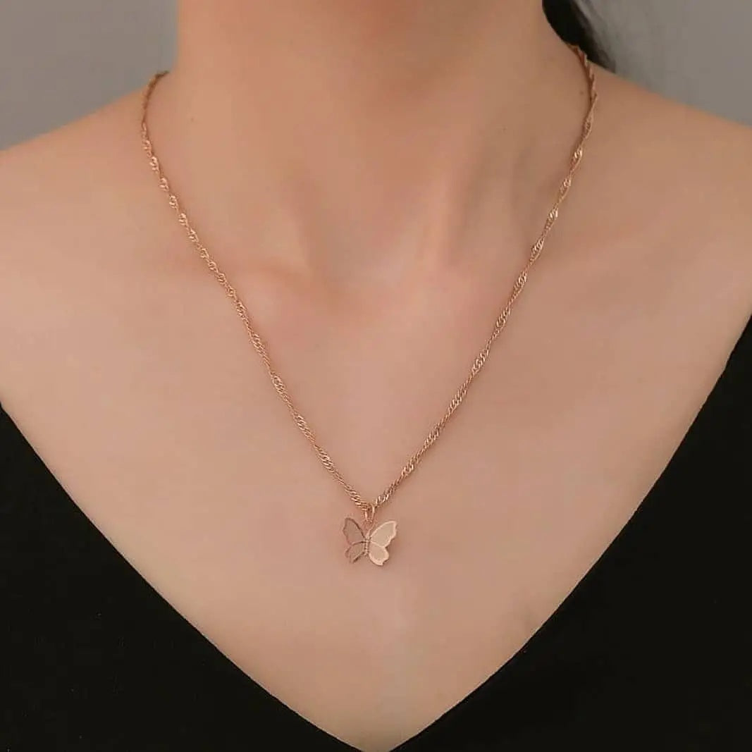 Single Butterfly Layered Chain Necklace