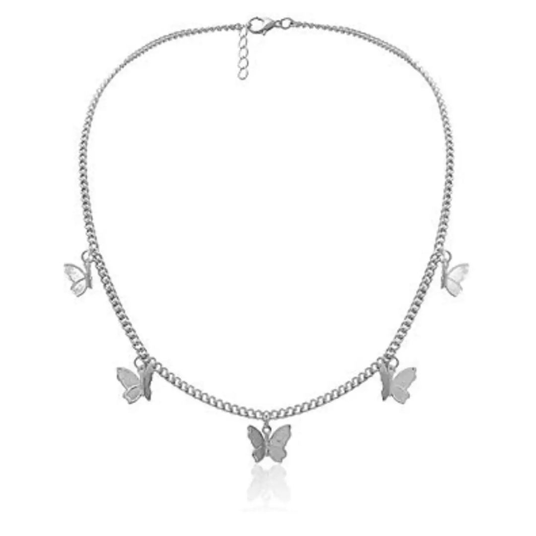 Five Butterflies Single Layered Chain Necklace