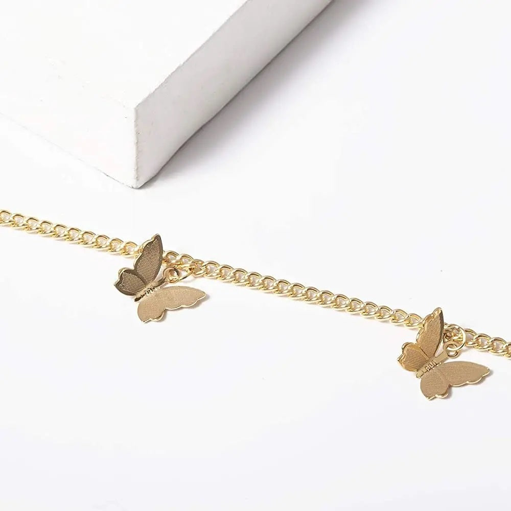 Five Butterflies Single Layered Chain Necklace