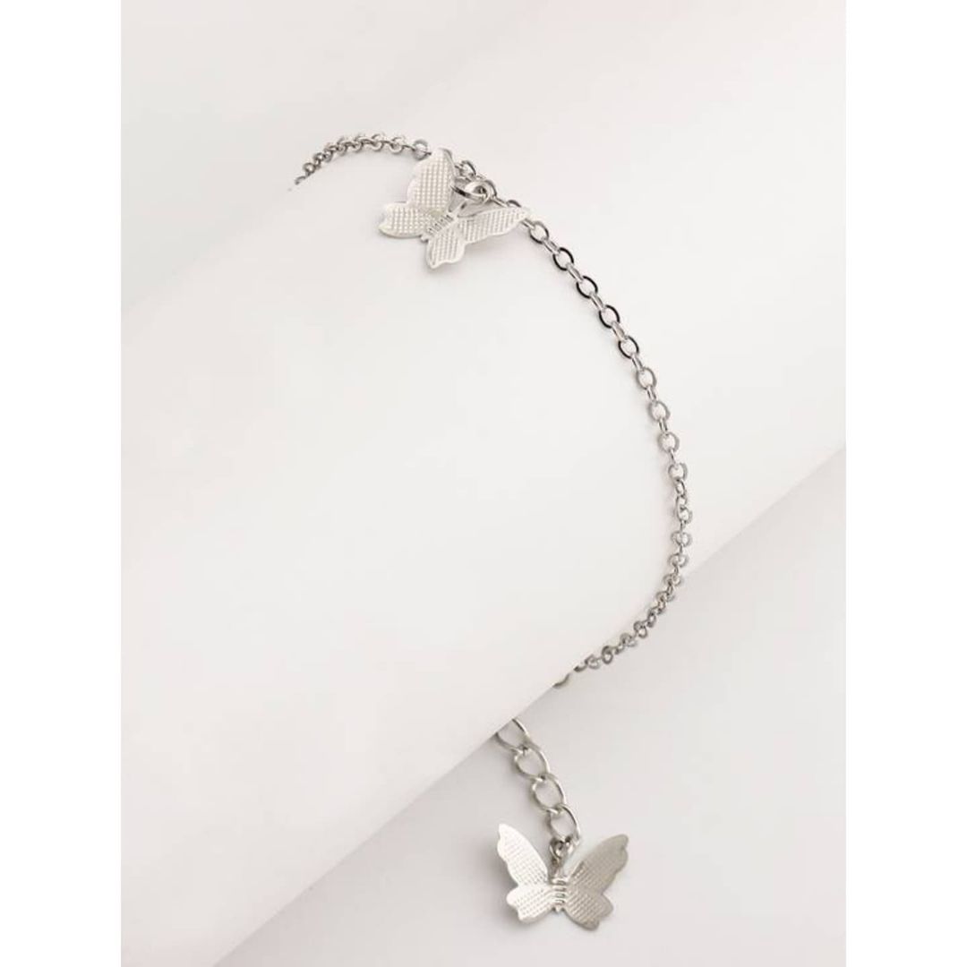 Double Butterfly Simple Layered Chain Bracelet