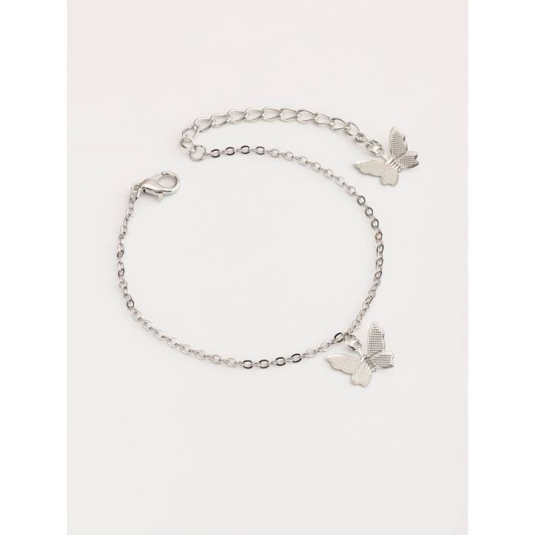 Double Butterfly Simple Layered Chain Bracelet
