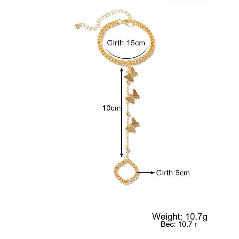 Triple Butterfly Ring-Cum Bracelet Chain