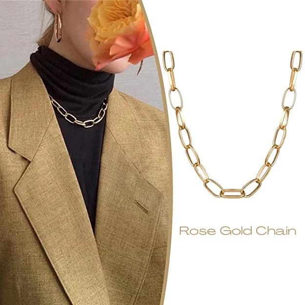 Single Rose Gold Layered Chain Necklace