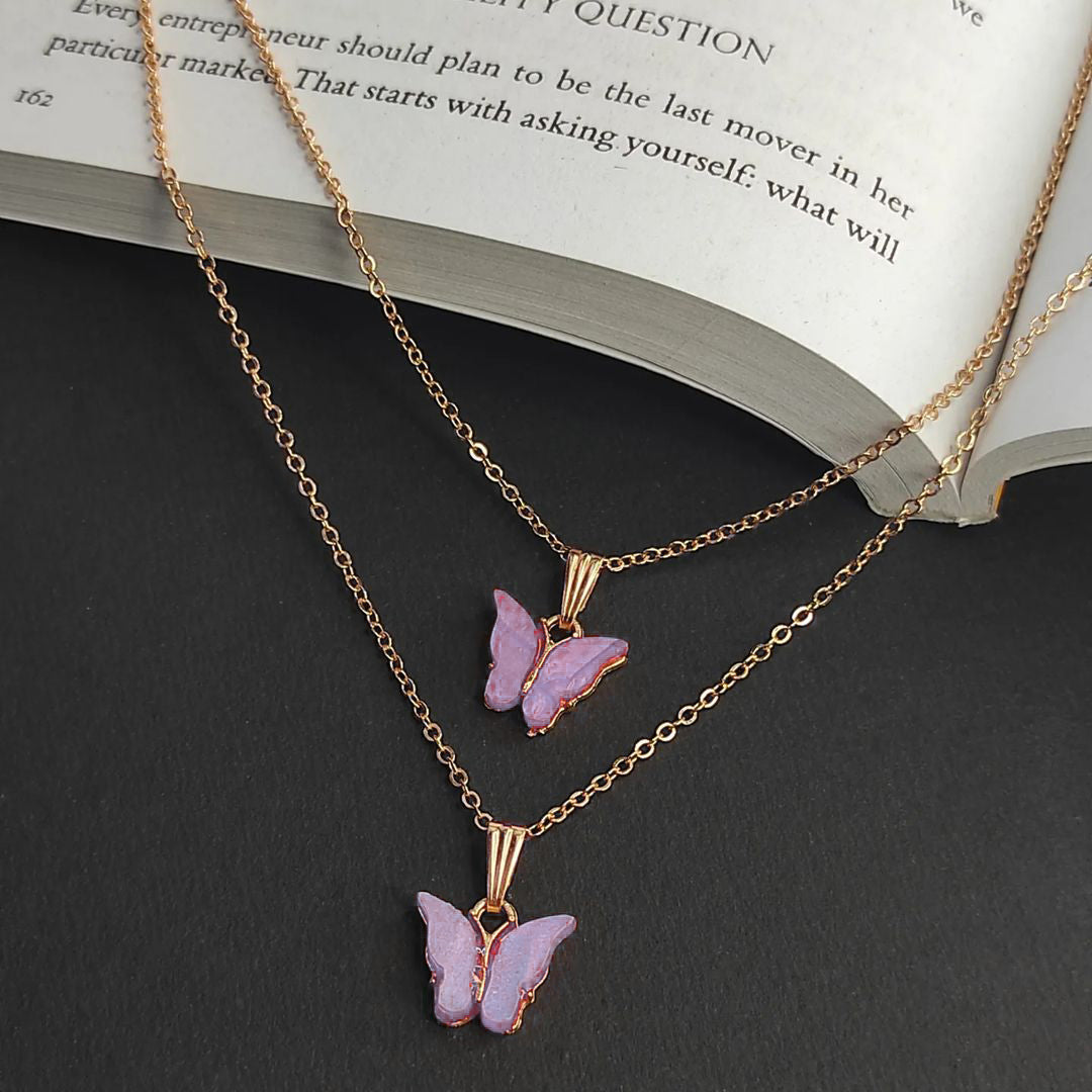 Two Butterfly Statement Double Layered (Light Purple)