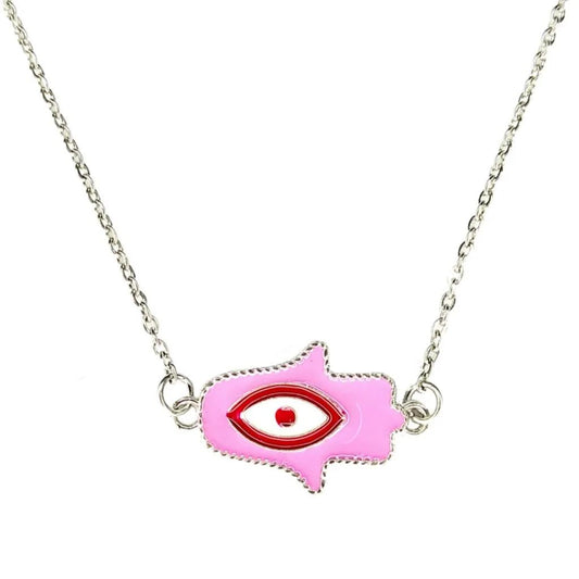 Silver Chain Evil Eye(Pink)