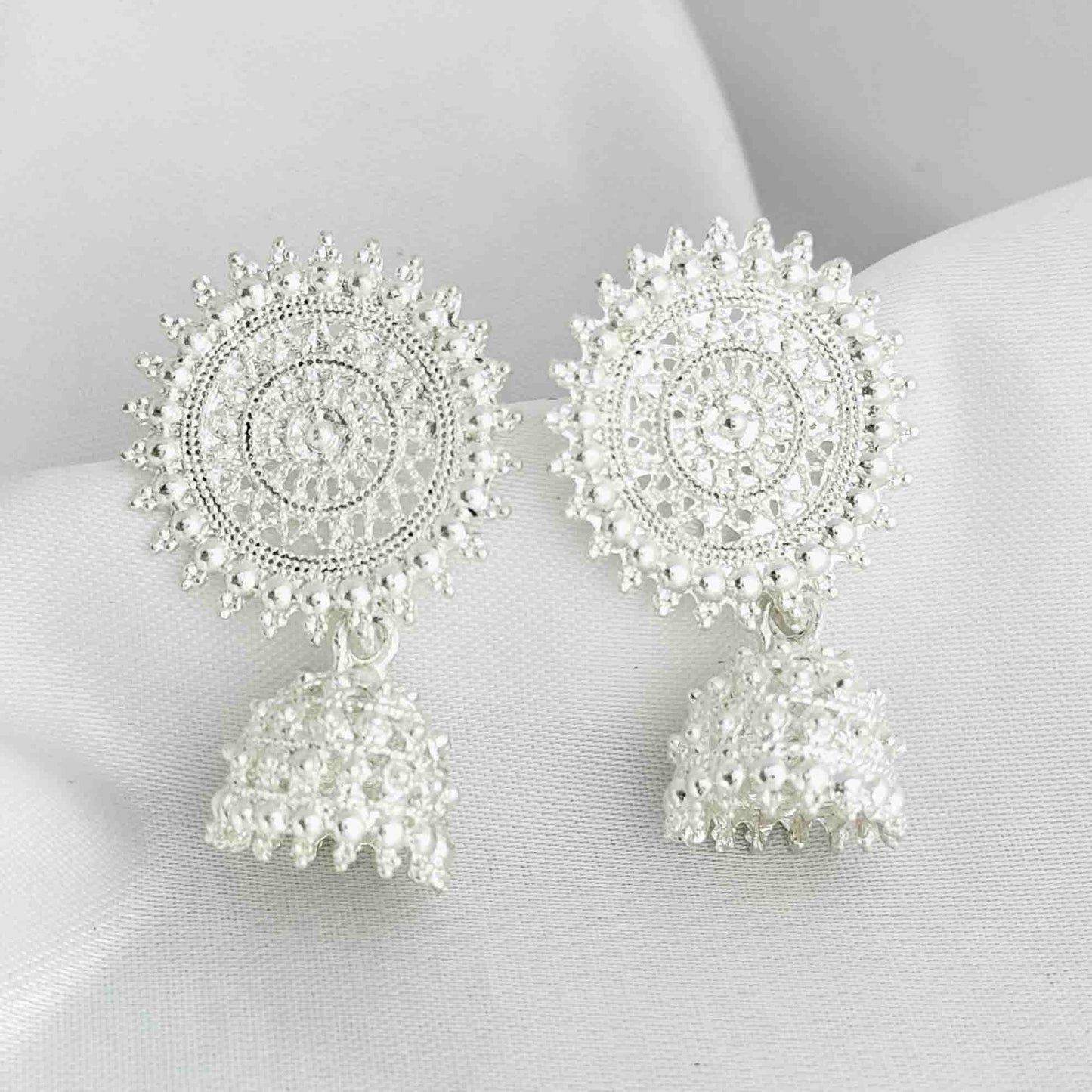 White Jhumka Earrings