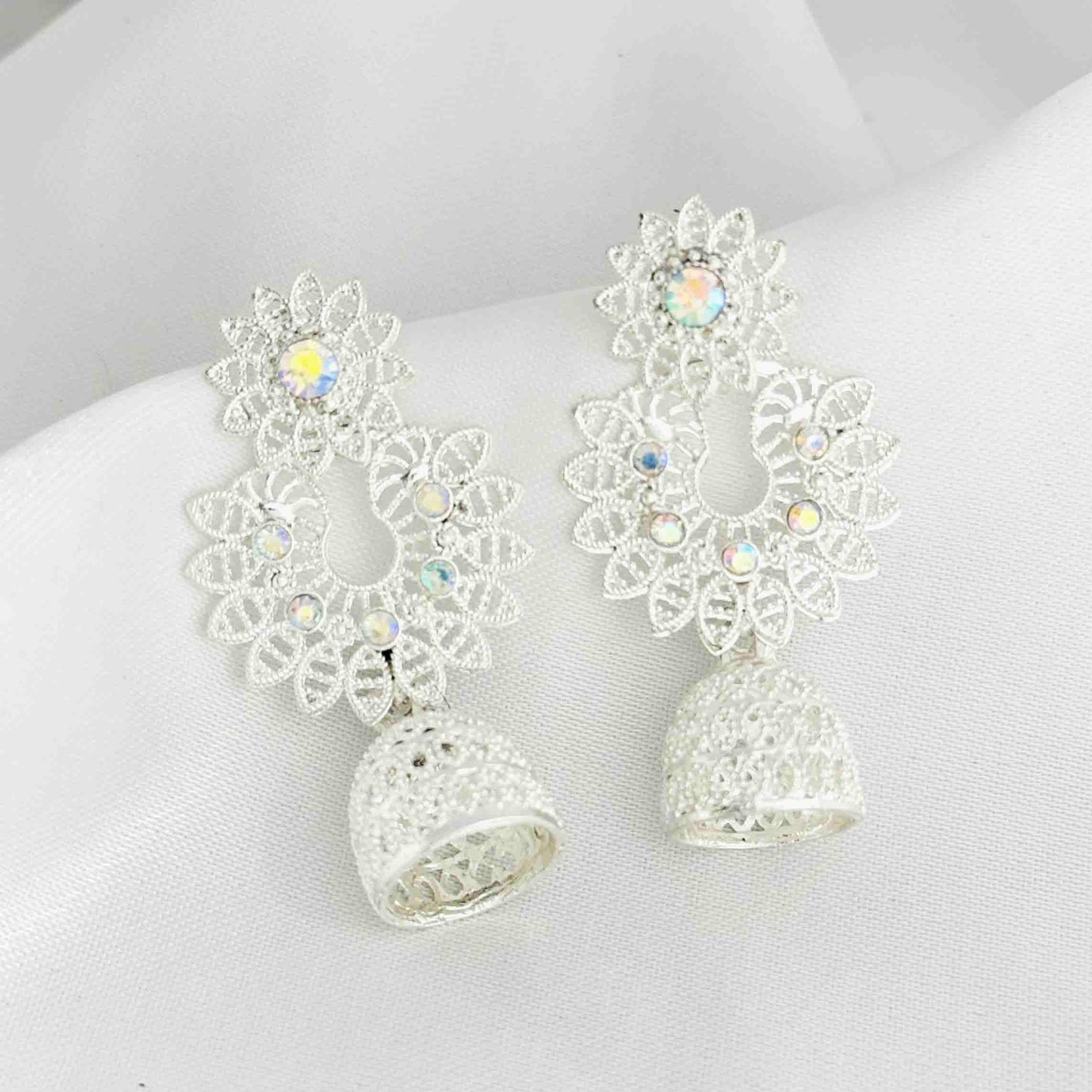 White Jhumka Earrings