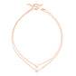 Small Heart & Pearl Double Rose Gold Layered Chain Necklace