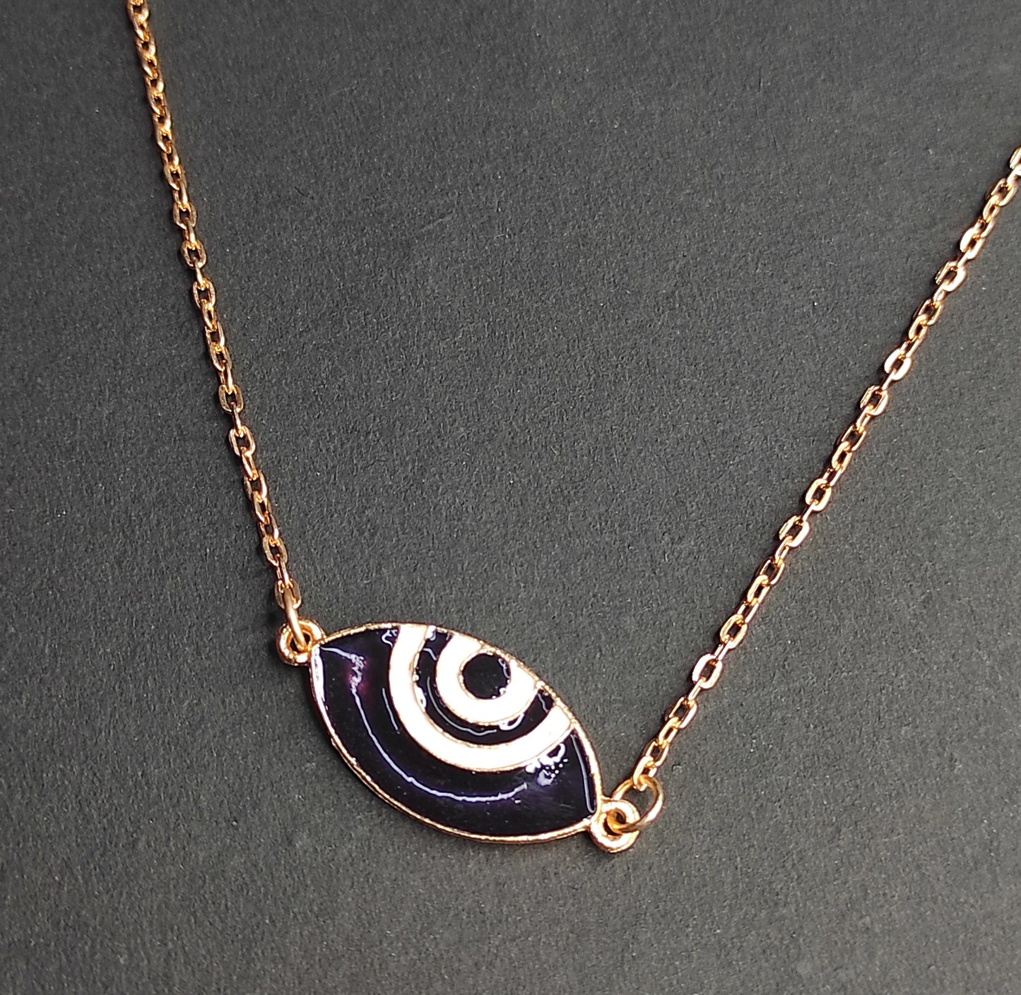 Big Black White Evil Eye Necklace