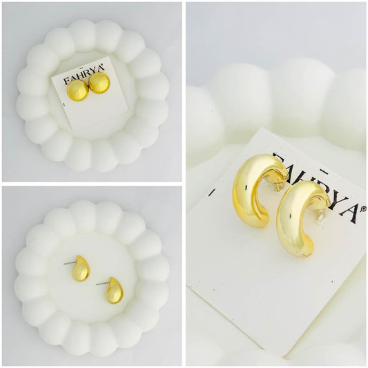 Three Golden Earrings Combo Set