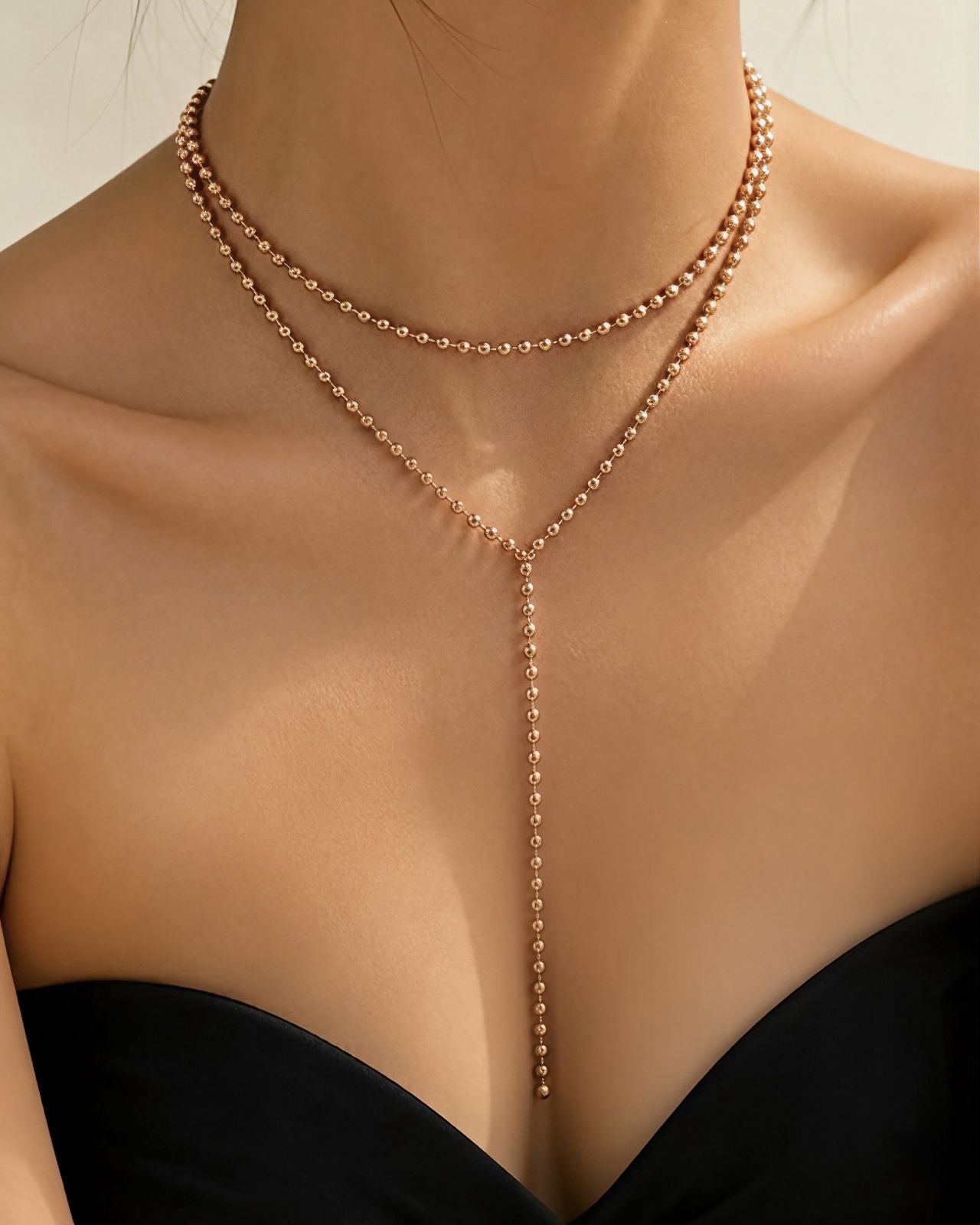 Long Drop Balls Y Deep Necklace
