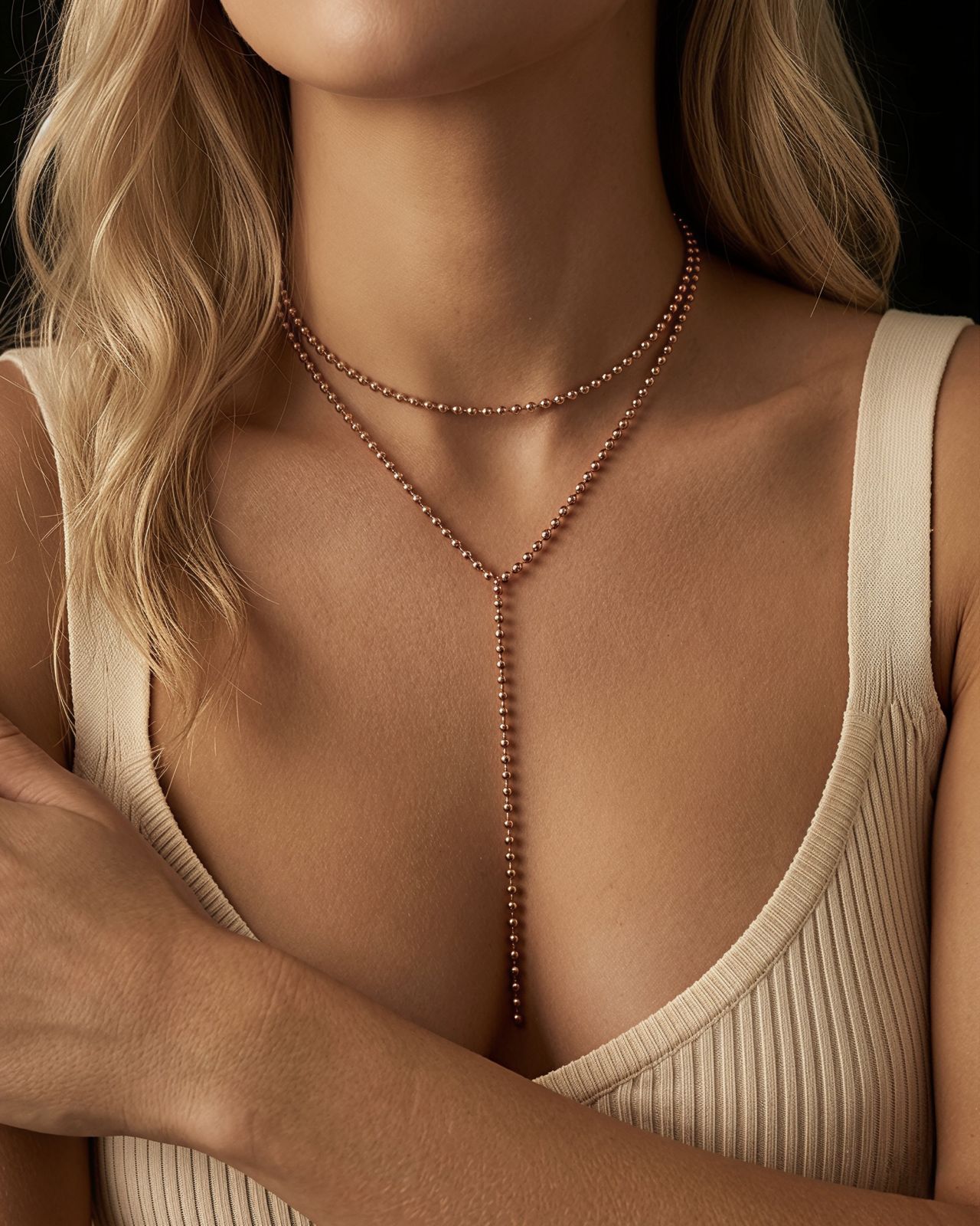 Long Drop Balls Y Deep Necklace