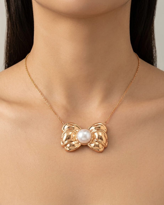 Pearl Bow Necklace