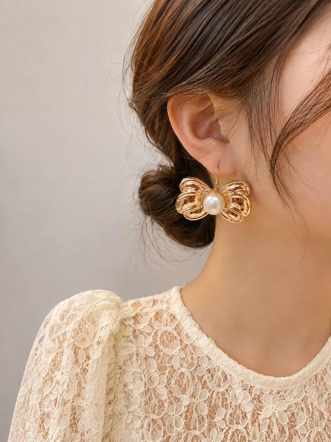 Pearl Bow Earrings