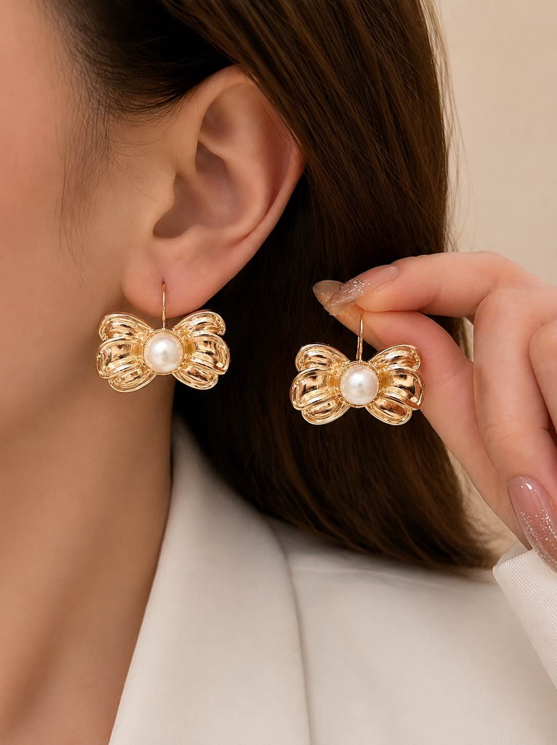 Pearl Bow Earrings