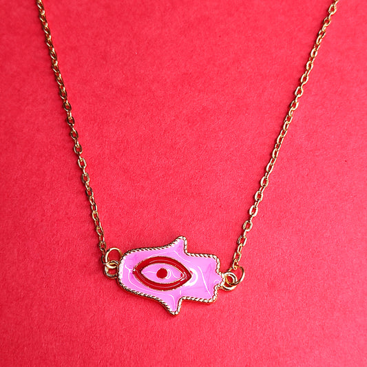 Pink Red Evil Eye Necklace