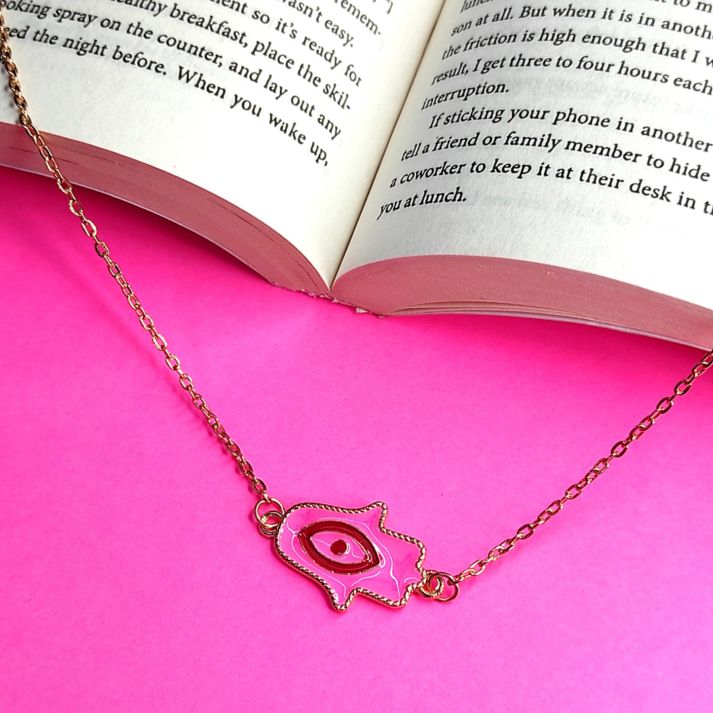 Pink Red Evil Eye Necklace