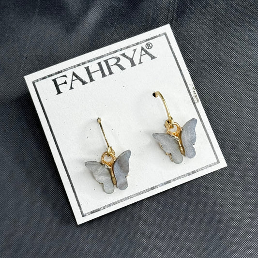 Dark Grey Butterfly Earrings