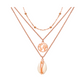 Pearl Shell With Earth Charm Triple Layered Chain Necklace(Pinkish Rose Gold)