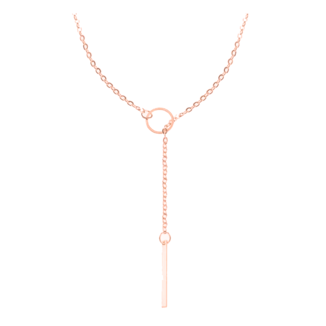 Tie Bar Singe Rose Gold Layered Chain Necklace(Pinkish Rose Gold)