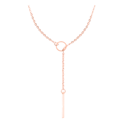 Tie Bar Singe Rose Gold Layered Chain Necklace(Pinkish Rose Gold)