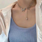 Butterfly Silver Rings Chain Style Necklace