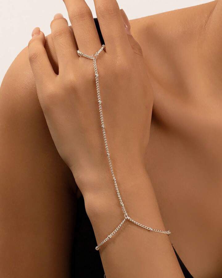 Serene Ring Cum Chain Bracelet(Silver)