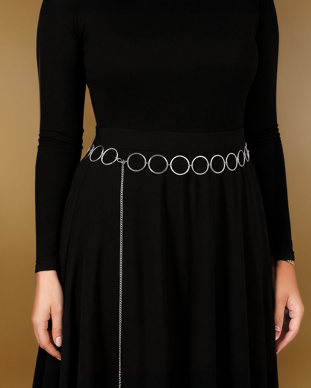 Circular Ring Waist Belt (Silver)