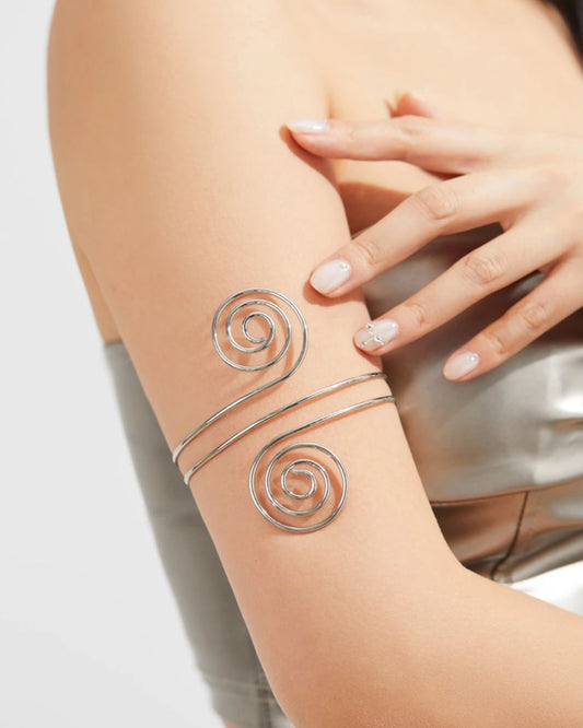 Spiral Cuff Arm Bracelet (Silver)