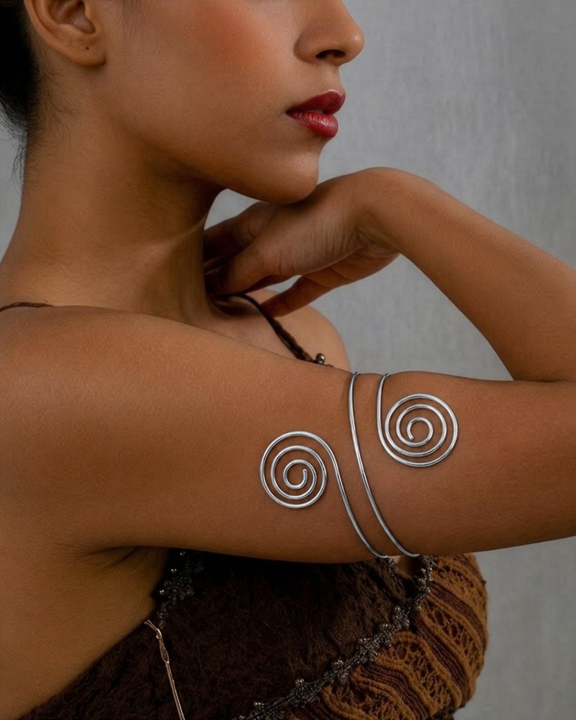 Spiral Cuff Arm Bracelet (Silver)