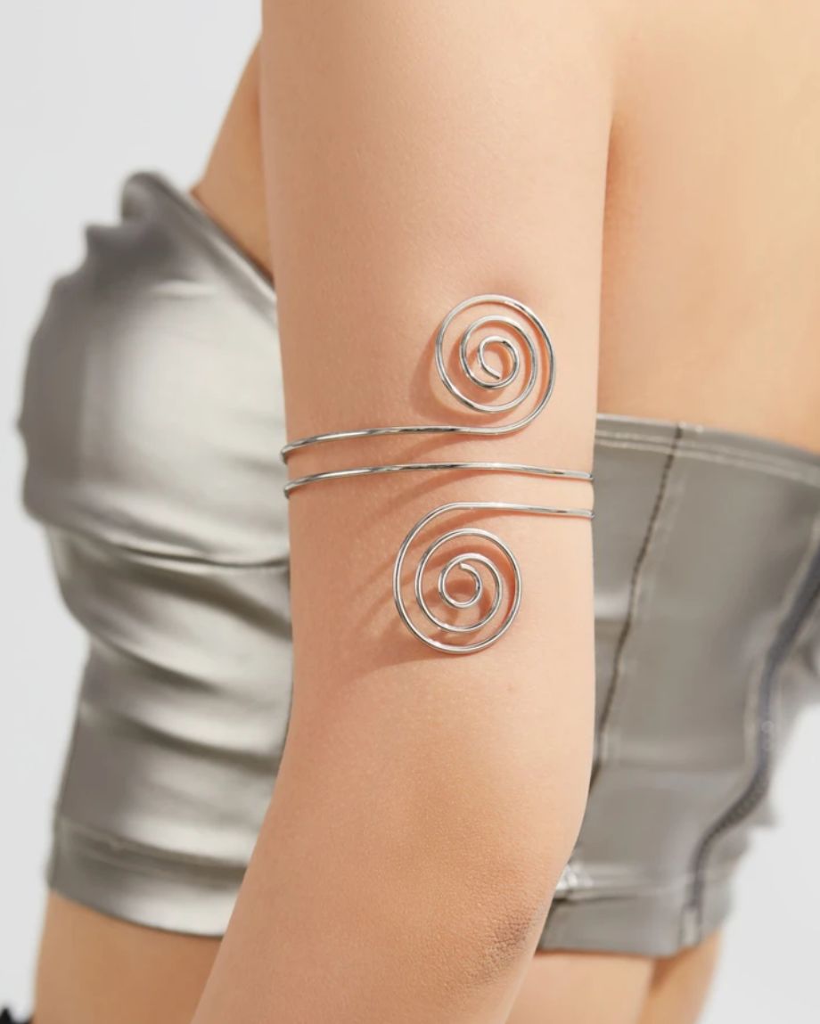 Spiral Cuff Arm Bracelet (Silver)