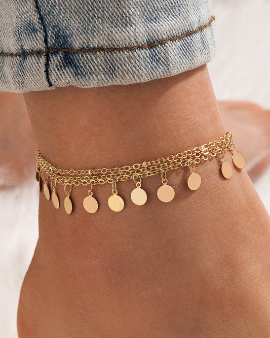 Triple Layered Droplets Anklet