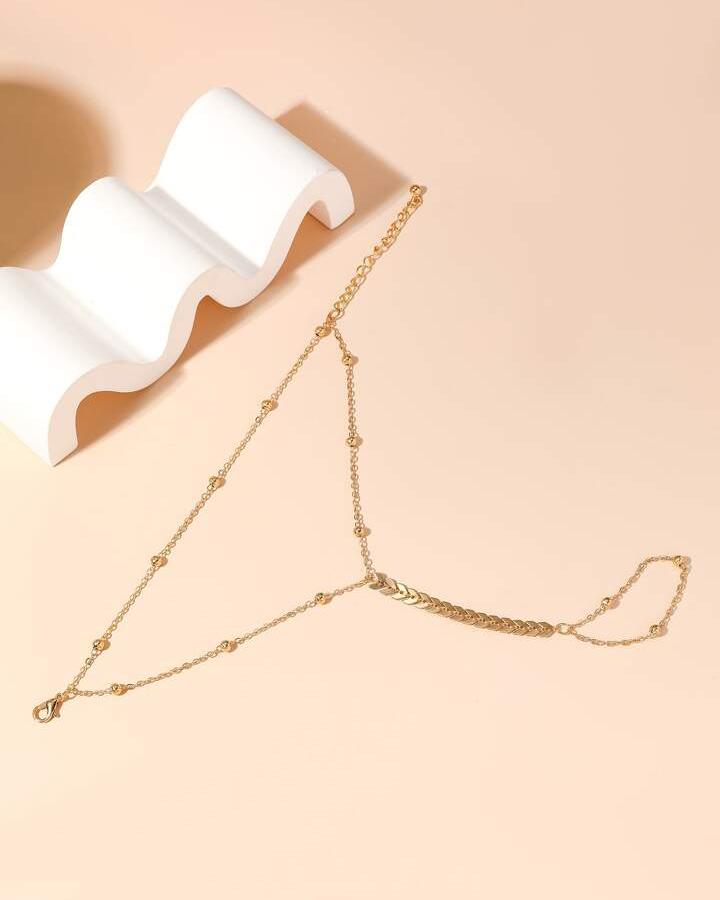 Elowen Leaf Ring Chain Bracelet