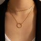 Double Chain Ring Necklace