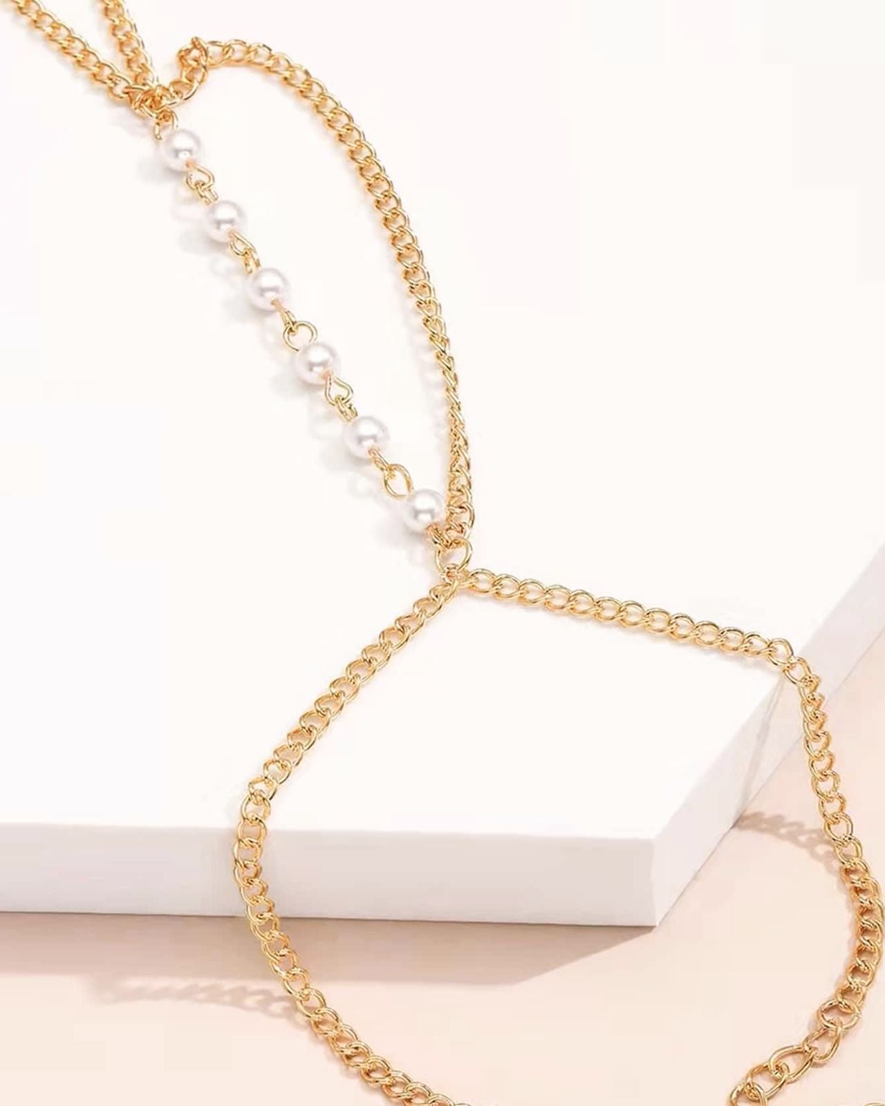 Pearl Drip Chain Ring Bracelet
