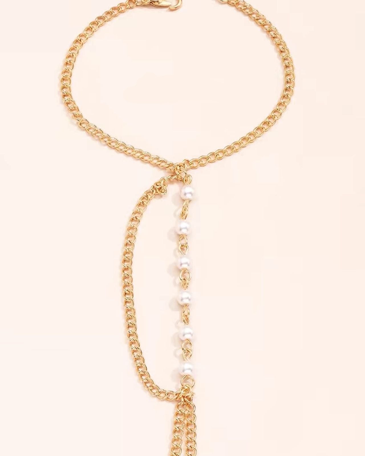 Pearl Drip Chain Ring Bracelet