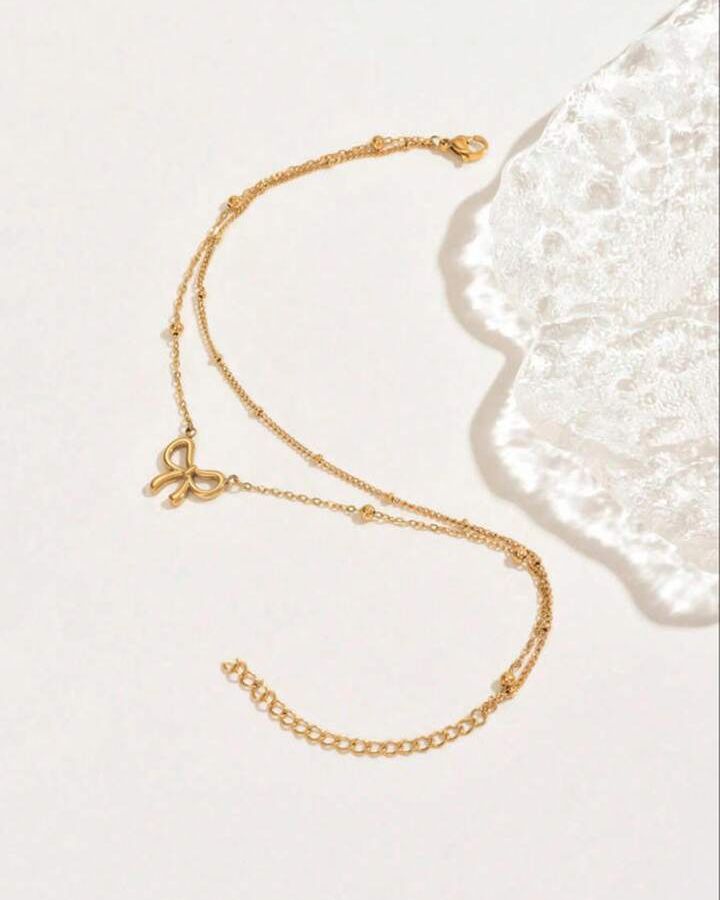 Bow Double Chain Anklet
