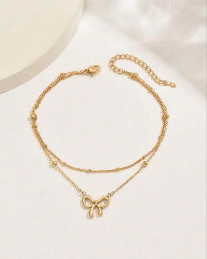 Bow Double Chain Anklet