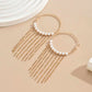 Round Hoop Earrings With Tassel Decoration