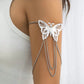 Big Butterfly Tassel Arm Chain Bracelet (Silver)