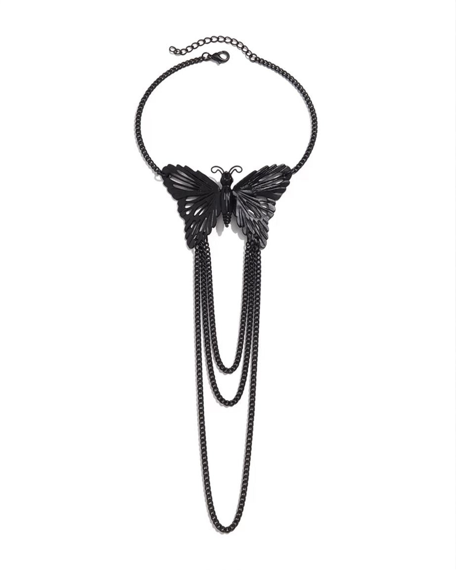 Big Butterfly Tassel Arm Chain Bracelet (Black)