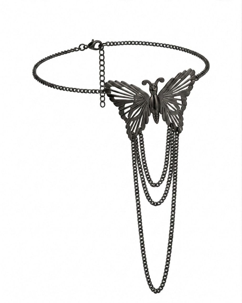 Big Butterfly Tassel Arm Chain Bracelet (Black)