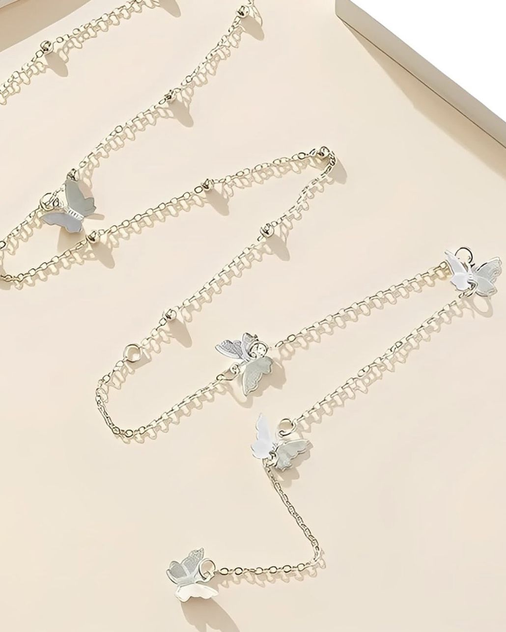 Butterfly Back Chain Necklace (Silver)