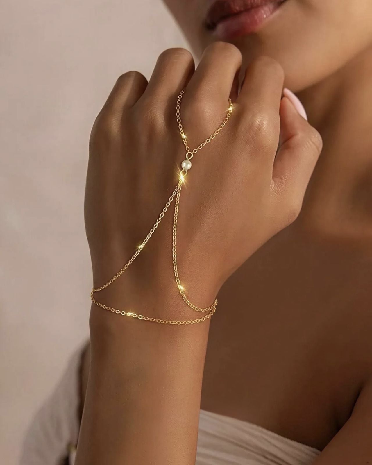 Pearl Charm Slave Bracelet