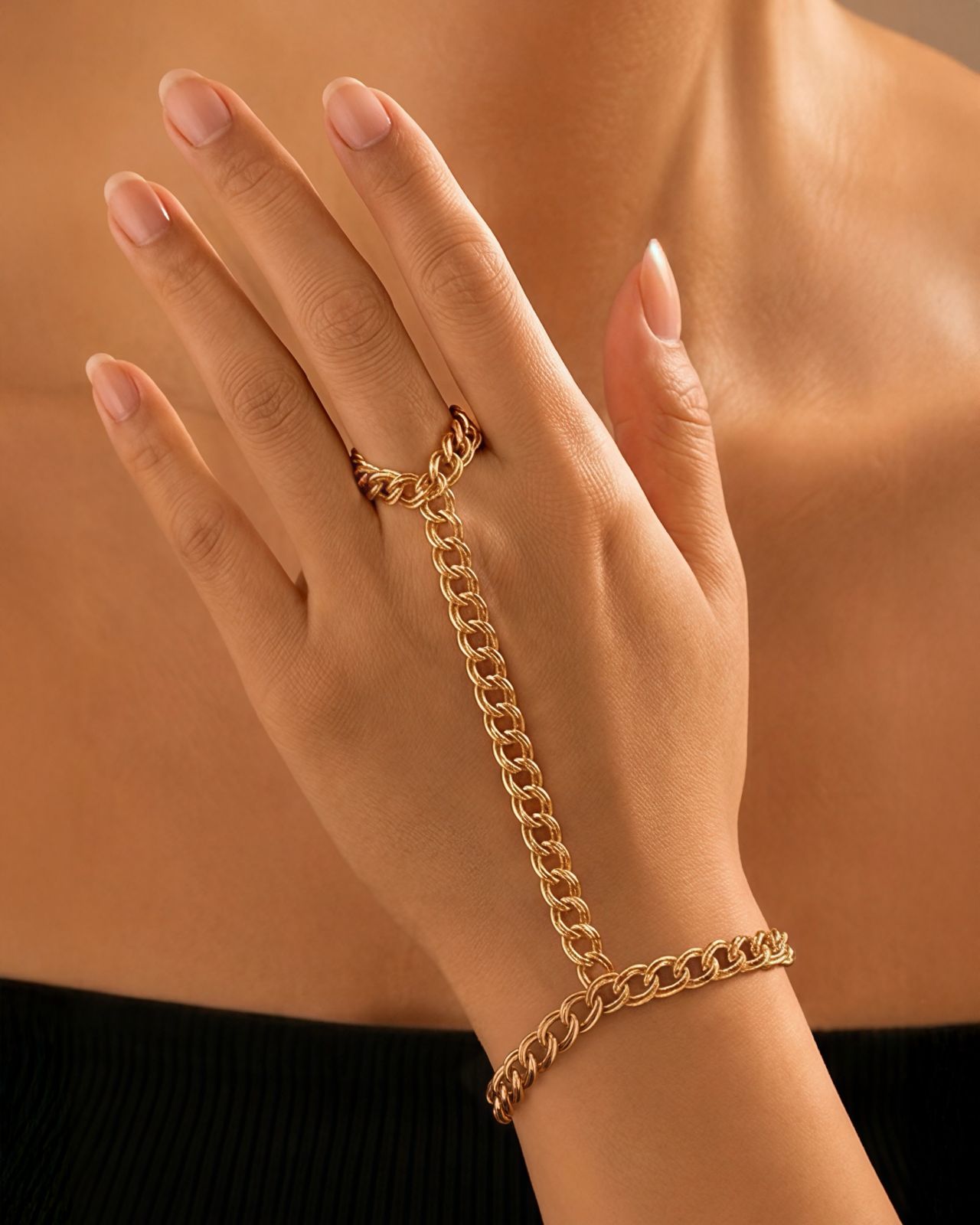 Double Chunky Chain Ring Bracelet