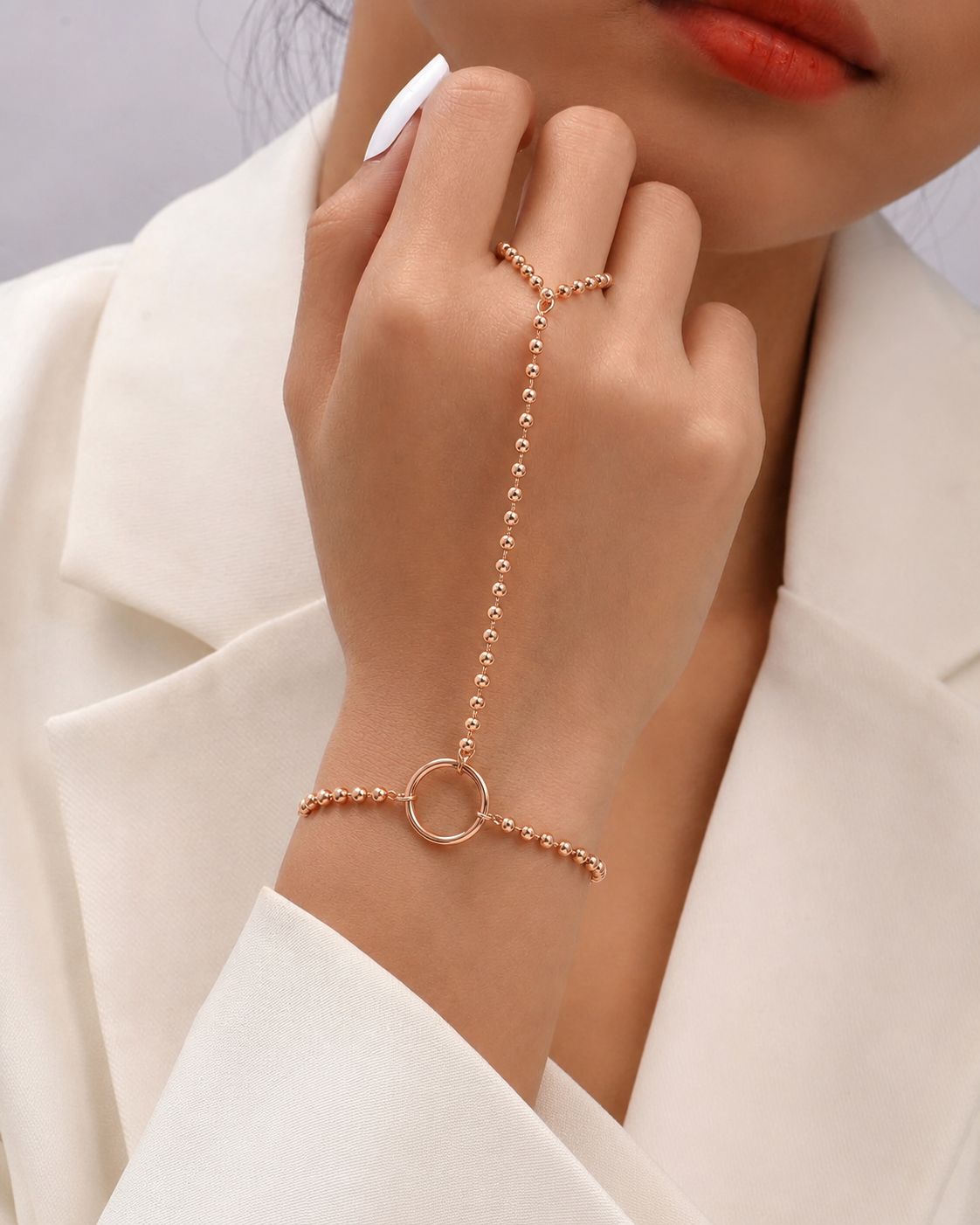 Halo Bead Hand Chain Bracelet