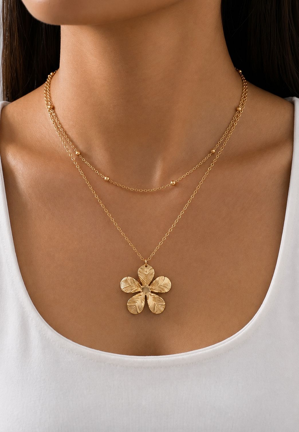 Leaf Petal Layered Necklace