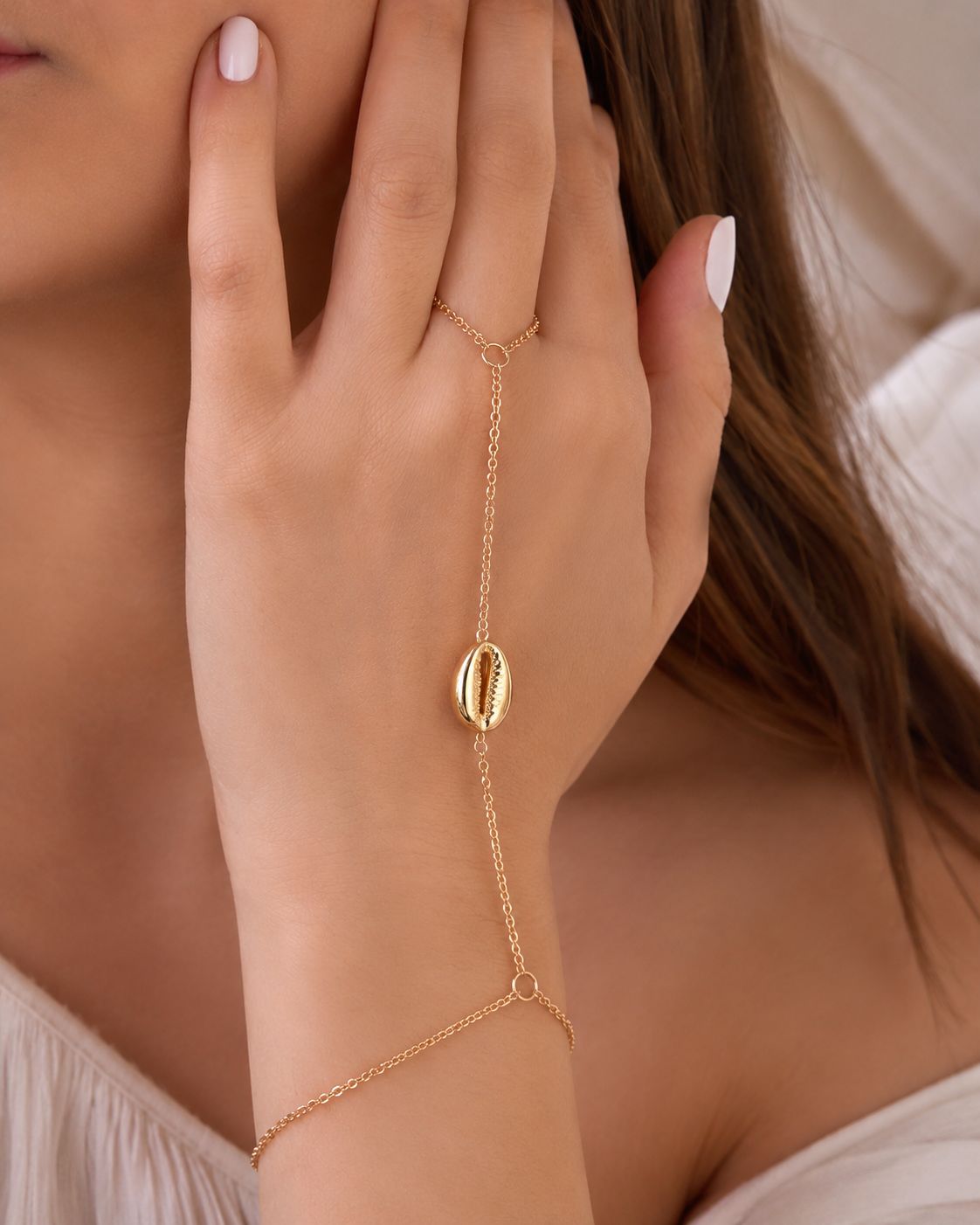Cowrie Shell Hand Chain Bracelet