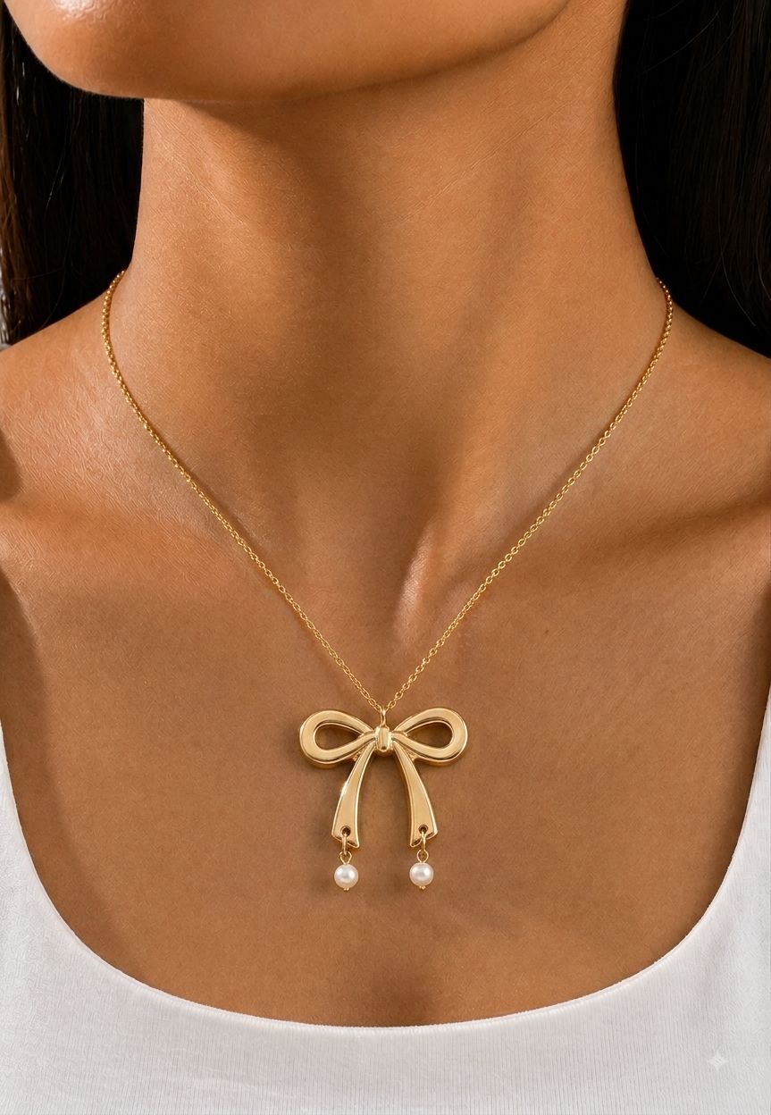Bow Pearl Necklace